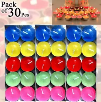 Pack of 30 Pcs Tea light multicoloured romantic floating water multicolor candles (4624231497813)