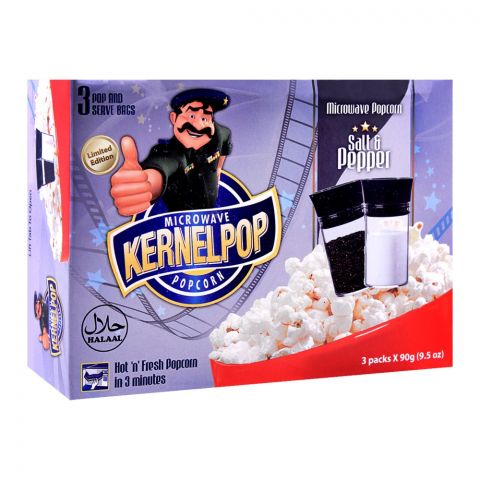 KernelPop Popcorn Salt & Pepper, 3 Packs X 90g (4751063023701)