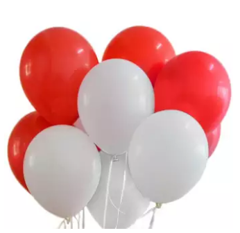 Red & White Latex Balloons Pack of 50 Pieces (4625678663765)