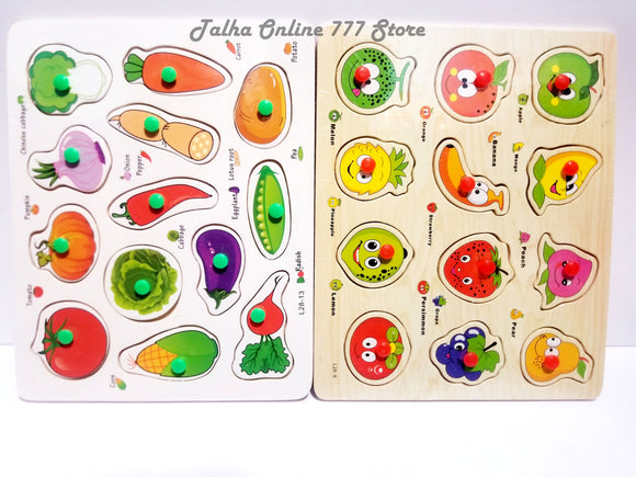 Vegetable & Fruits Alphabet 3D Puzzle Baby Kids Wooden (4840122450005)