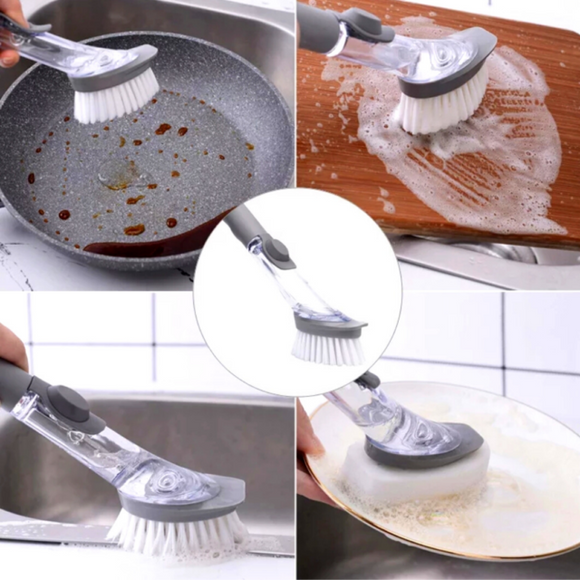 Dish Washing Tool Kitchen Cleaning Soap Dispenser Brush Scrubber Pan Pot Liquid (4698551517269)