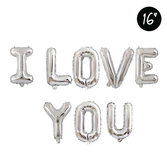 Foil Balloon Letter Silver (I LOVE YOU) 16
