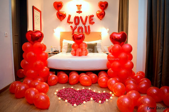 I LOVE YOU With Heart Foil Balloons And Latex Balloons (4838061473877)