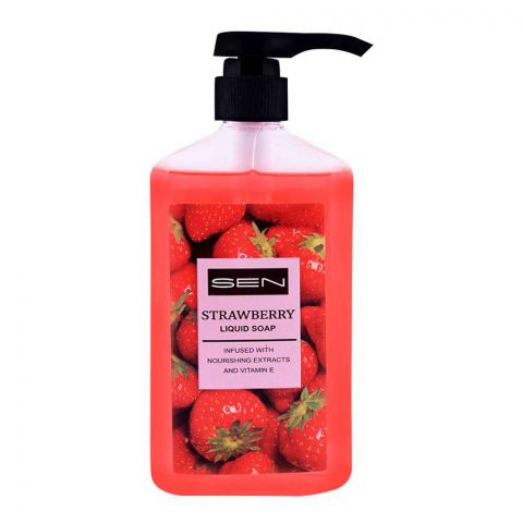 Sen Strawberry Liquid Soap, Nourishing Extracts & Vitamin-E, 600ml (4755901382741)