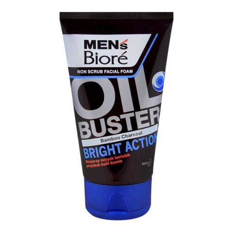 Biore Men's Oil Buster Bamboo Charcoal Non Scrub Facial Foam, 100g (4760514887765)