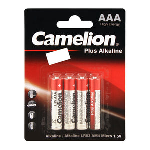 Camelion Plus Alkaline AAA Battery, 4-Pack, LR03-BP4 (4703236620373)