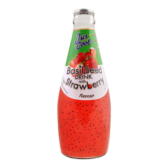 Jus Cool Basil Seed Drink With Strawberry Flavor, 290ml (4704683065429)