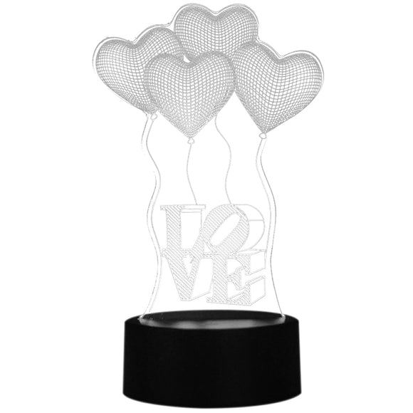 Colorful Table Lamp Love Heart Balloon Romantic Gift for Wedding Wife Lovers Valentine 3D Press Baby Night Table Lamp (4839458898005)