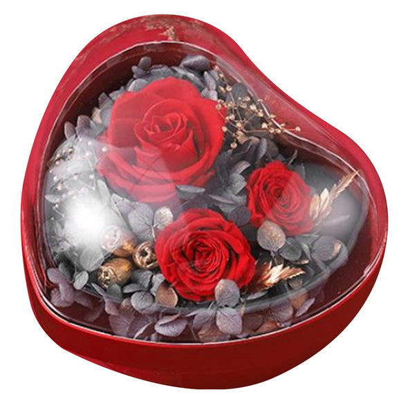 Heart-Shaped Preserved Flower Box Creative Tumbler Jewelry Box Valentine's Day Gift Box Red (4838718111829)