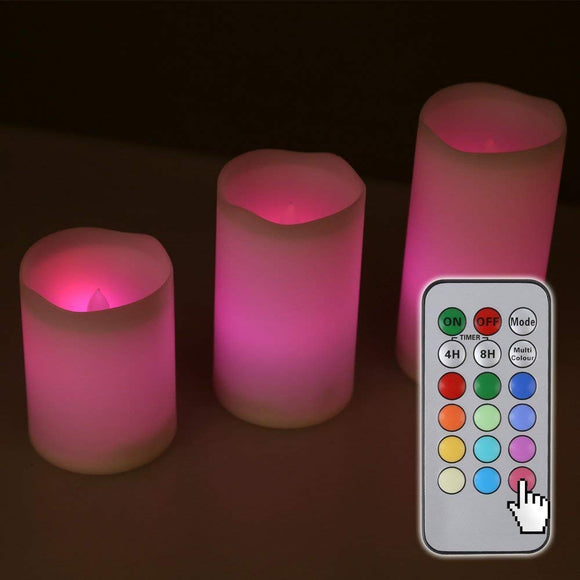 Colored Flameless Candles with Timer and Remote Control - SWEETIME Color Changing Led Tea Lights Candles, Battery Operated Votive Candles for Valentine Day, Easter Party Decor (4839327465557)
