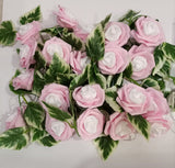 Pink and White Led roses with leaf string fairy light - Fairy Rose Flower Light String Battery/USB Powered Christmas Holiday Decoration Lamp for Valentine Wedding Garland (4838745243733)