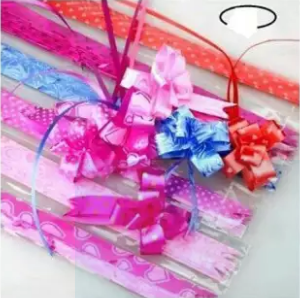 Pack of 24 Pcs Pull Flower Ribbon Multi Design & Multi Colour (4624256794709)