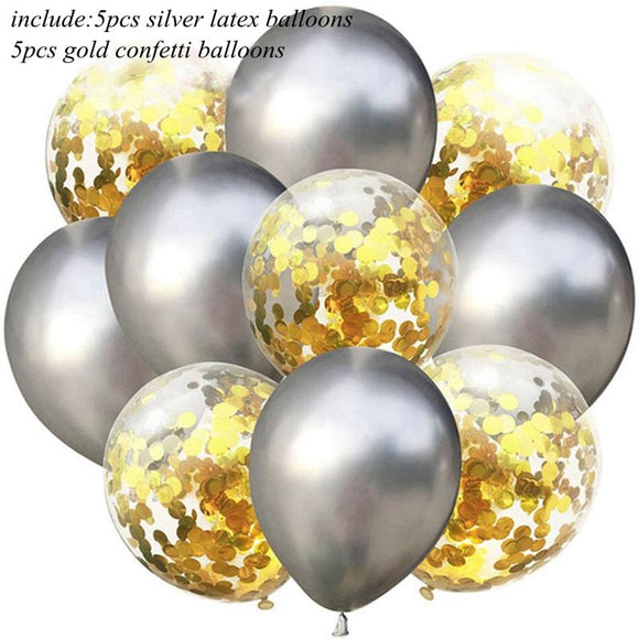 Confetti and Chrome balloons set - 10 balloons - 12 inch high quality balloons (4839295647829)