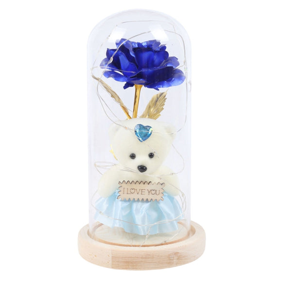 Glass Cover Bear Rose Decoration Lamp Bear Valentine's Day Gift Lamp, Dark Blue (4839448707157)