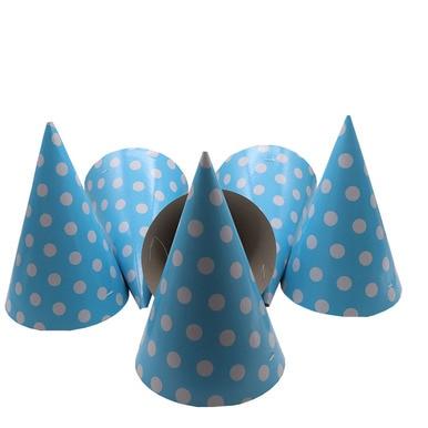 Baby Blue Polka Dot - Pack of 10 Birthday Cap (4692091797589)