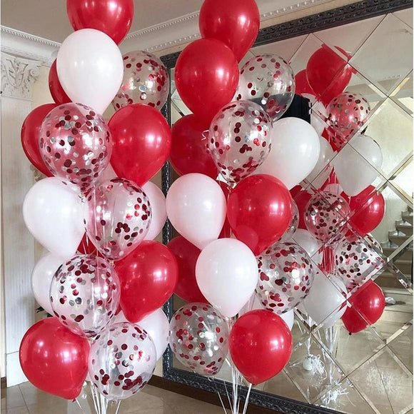 Valentines Day Decor White Red Confetti Balloons Kit Birthday Wedding Party Decorations Kids (4838273220693)