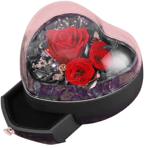 Heart-Shaped Preserved Flower Box Creative Tumbler Jewelry Box Valentine's Day Gift Box Dark Blue (4838721978453)