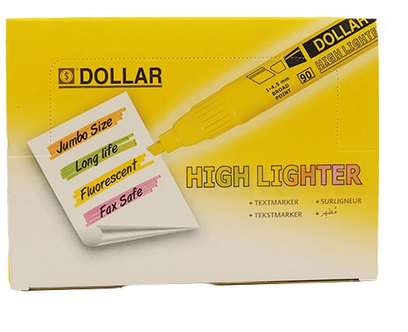 Dollar Yellow Highlighter Pack 1 Piece