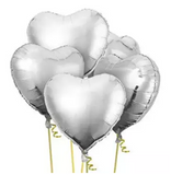 5 PCS Large Silver Heart Foil Balloons - Valentines Balloons Heart Shaped Foil Balloon for Valentines (4838279643221)