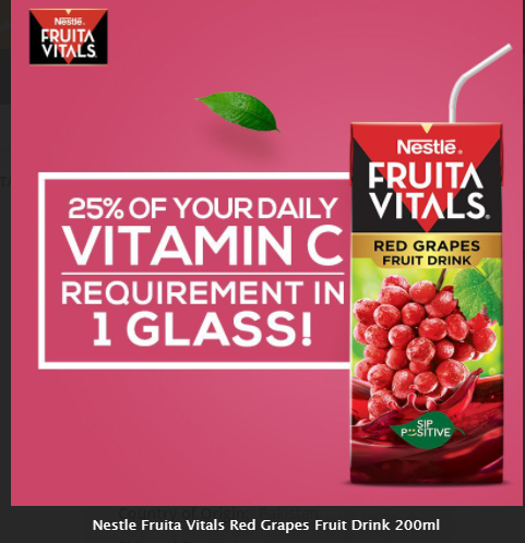 Nestle Fruita Vitals Red Grapes Fruit Drink 200ml (4803560865877)
