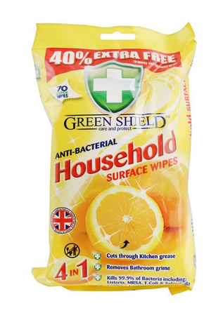 Green Shield Anti-Bacterial Household Surface Wipes, 70-Pack (4807076970581)
