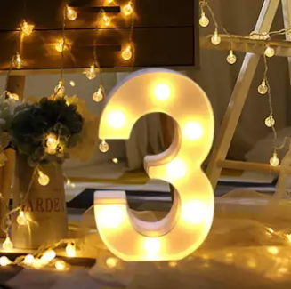 THREE 3 Numbers LED Night Light For Valentine's Day Gift Wedding Party Birthday Wall Home Decoration Marquee Lights (4838321913941)