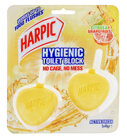 Harpic Active Fresh Hygienic Toilet Blocks, Citrus, 2x40g (4807104561237)