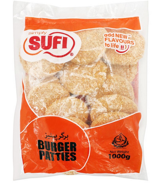 Sufi Chicken Burger Patties, (Poly Bag), 1000g