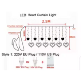 LED String Lights Shape Of Heart Curtain Led Wedding Valentine Day Love Party Fairy Lights (4838744326229)