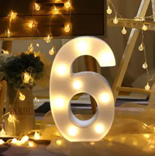 SIX 6 Numbers LED Night Light For Valentine's Day Gift Wedding Party Birthday Wall Home Decoration Marquee Lights (4838322307157)