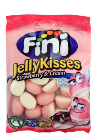 Fini Strawberry & Cream Jelly Kisses, Gluten Free, 80g (4808663269461)