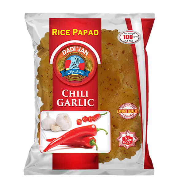 Dadi Jan Rice Papad Chili Garlic 100gm (4655429419093)