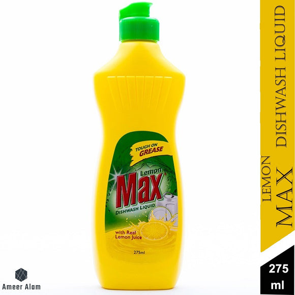 Lemon Max Dishwash Liquid Bottle, With Lemon Juice, 275ml (4807096205397)