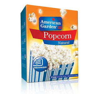 American Garden Popcorn Natural 3 x 91 g Sachets Net Weight 273 g (USA) Microwaveable (4716136235093)