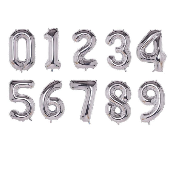 Golden And Silver Foil Balloons 32 Inches Big Numbers For Birthday Helium Digits Bunting Hanging Banner Party 0 to 9 Price is Per Piece Included Pipe To Inflate (4631240343637)