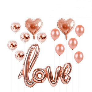 13 pcs / Set Love Scripted Foil Balloons Set (Rose Gold) For Anniversary Wedding Valentine (4838065176661)