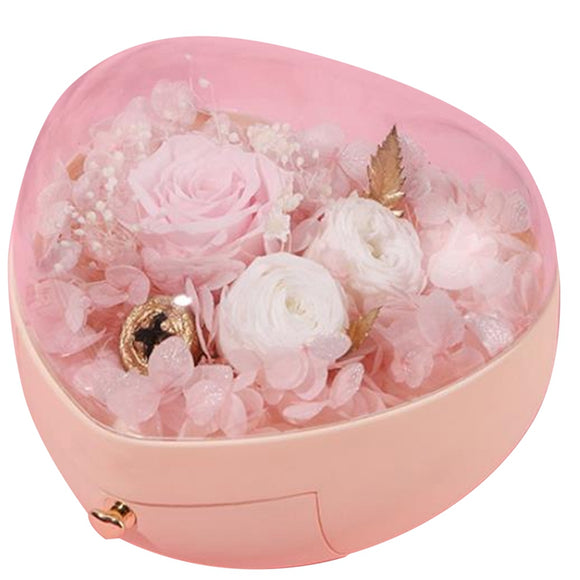 Heart-Shaped Preserved Flower Box Creative Tumbler Jewelry Box Valentine's Day Gift Box Pink (4838716932181)