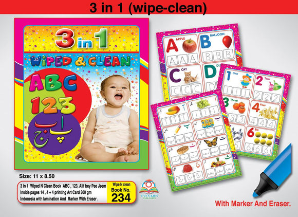 Writing Book for Kids - Wipe & Clean 3 in 1 - With Marker (4841124429909)