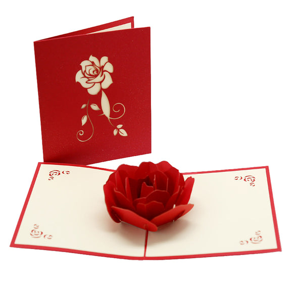 10 Pcs 3D Hollow Rose Flower Greeting Cards Valentine's Day Mothers Day Thanksgiving Day Gifts Three-Dimensional Paper Sculpture Wedding Decoration (4838323159125)